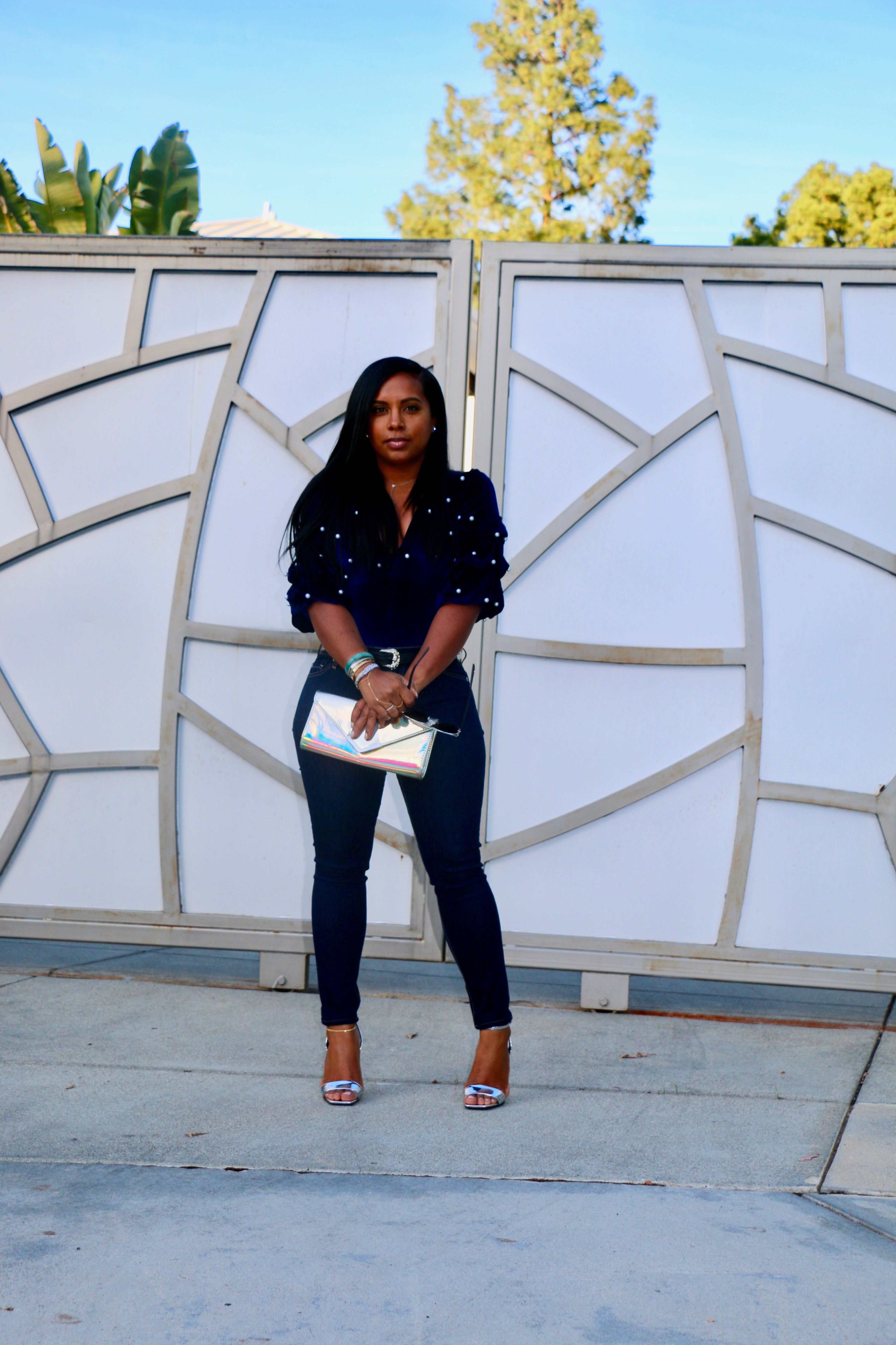 Pearl embroidered top